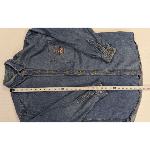 Hard Rock Cafe Men Size M 100% Cotton Blue Button Up Denim Shirt ST LOUIS - Picture 8 of 9